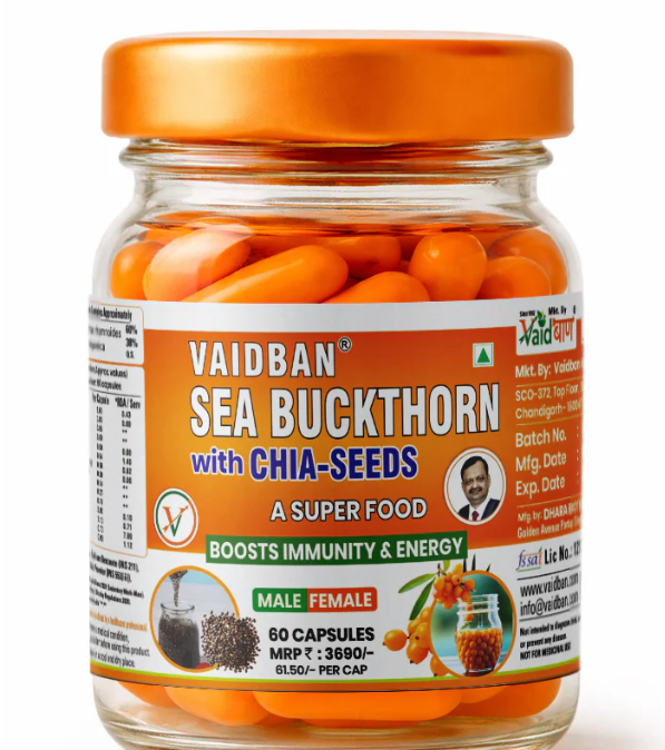 Ayusveda Sea Buckthorn with Chia Seeds - Immunity & Energy Booster (60 Capsules)